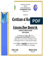 Certificate of Recognition: Catacutan, Amyr Deaniel S