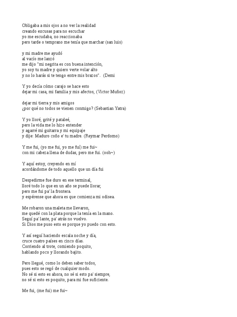 Letra de La Canción 