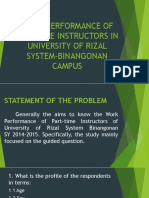 Stat- Work Performance of Part-time Instructors in University Of