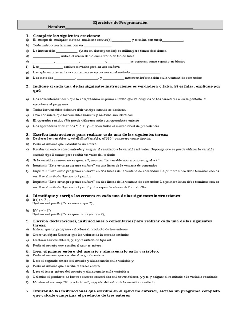 Programa Java: Ejercicio de Consola | PDF | Java (lenguaje de ...
