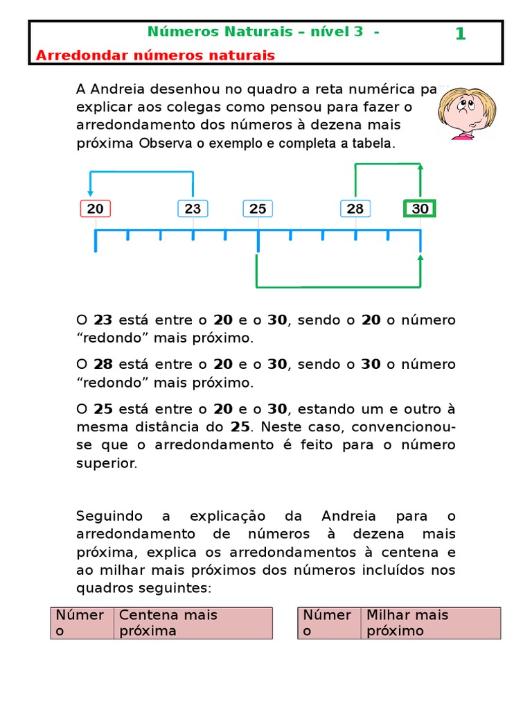 Arredondamento de números naturais para dezenas, centenas, milhares e ...