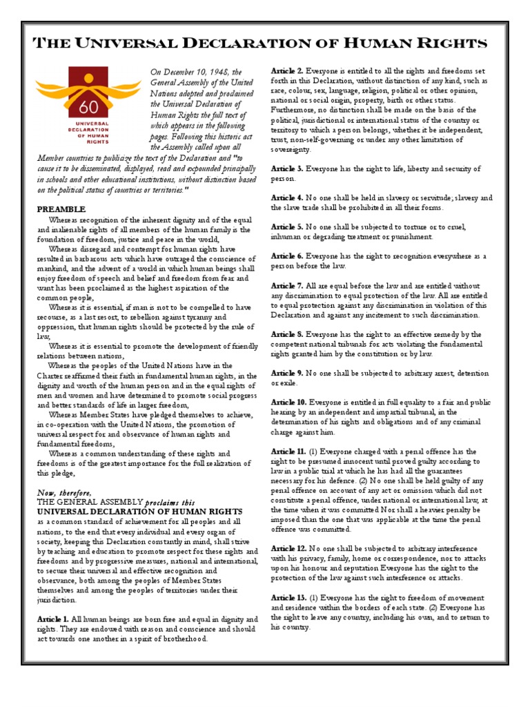 Universal Declaration of Human Rights | PDF | Human Rights | Natural ...