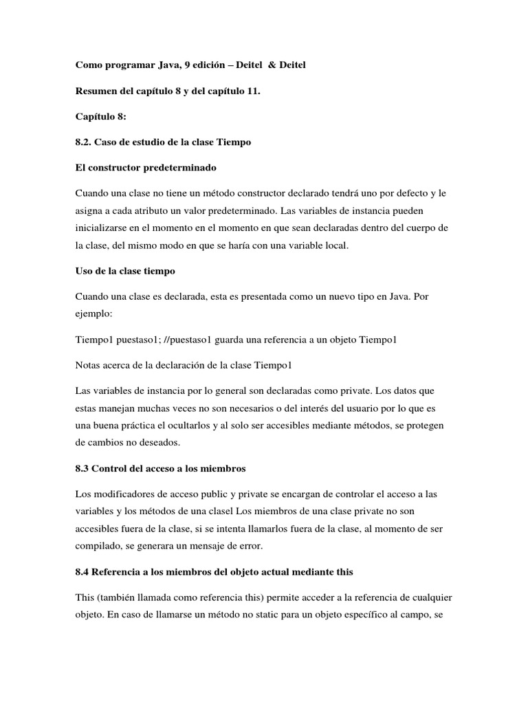 Programación en Java: Clases y Constructores | PDF | Java (lenguaje de ...