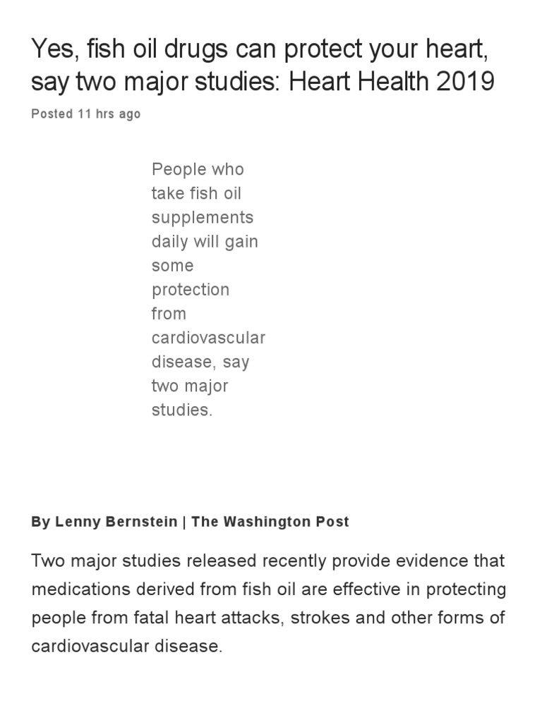 Fish Oil Drugs Can Protect Your Heart PDF Fish Oil Cardiovascular