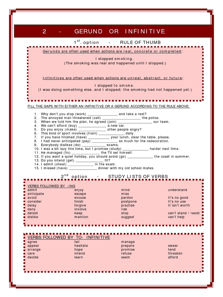 Gerunds vs. Infinitives Explained | PDF | Syntax | Grammar