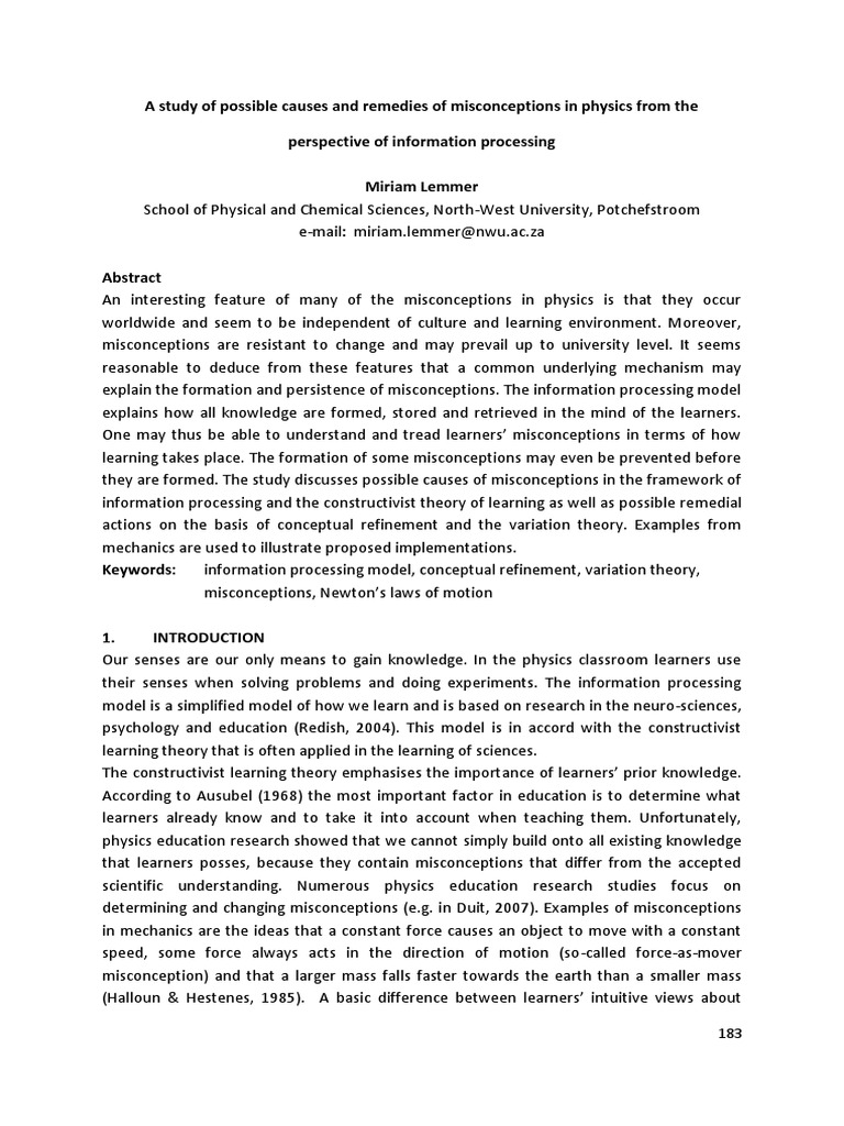 Misconceptions in Physics: Causes & Remedies | PDF | Acceleration | Force
