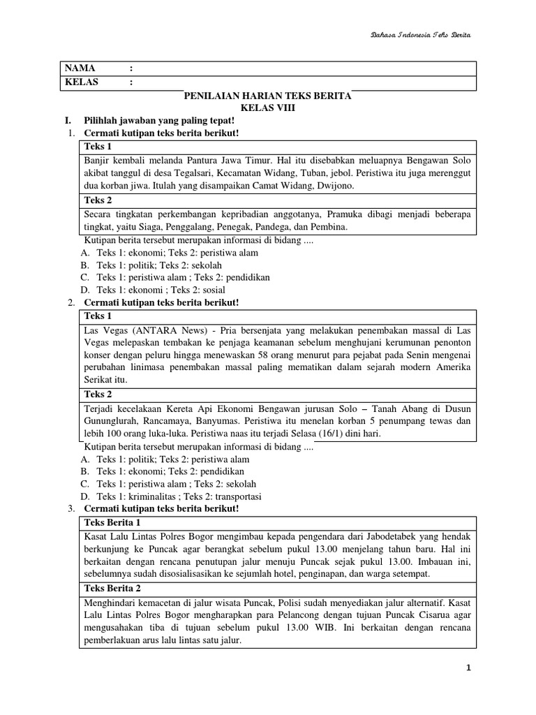 Kuasai Teks Berita: Panduan Lengkap dan Contoh Soal SMP Kelas 8 Semester 1 untuk Raih Nilai Sempurna