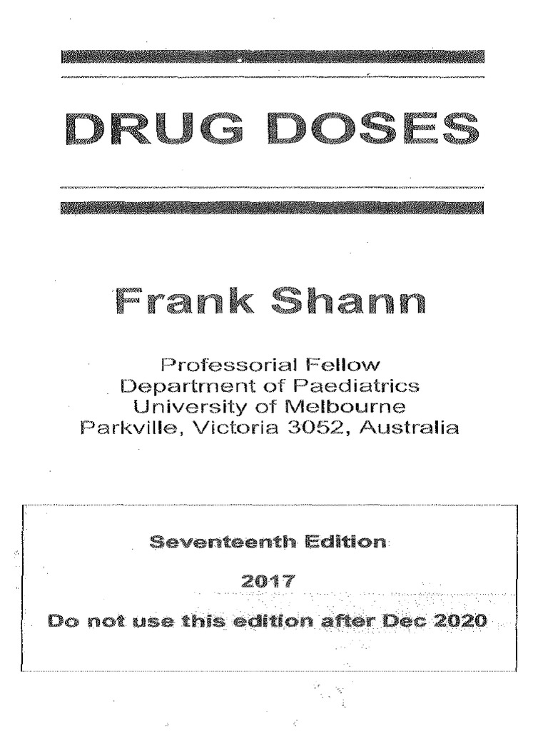Drug Dose Frank Shan Exp 20 PDF | PDF | Vitamin D | Intravenous Therapy