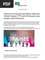 5 Bentuk Tes Psikotes Saat Seleksi Telkomsel Trainee Program (TTP) Serta Pertanyaan Yang Diajukan Saat Wawancara - Meniti Karir