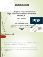 Journal Reading: Combined Spinal-Epidural Technique: Single-Space Vs Double Distant Space Technique