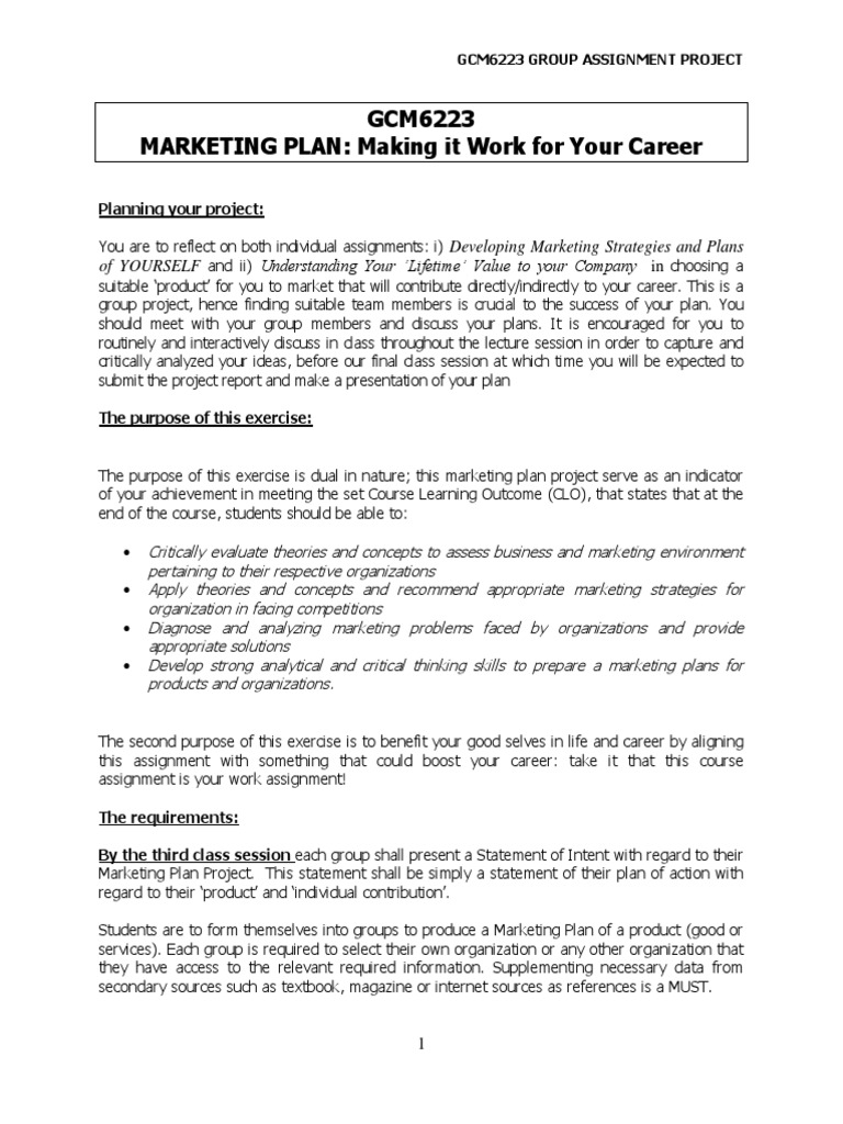 Marketing Plan Project for Career Growth | PDF | Marketing Strategy ...