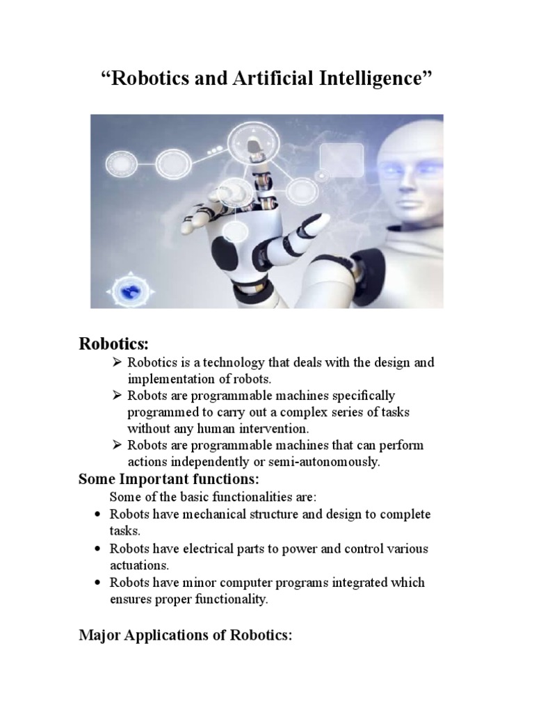 Robotics and AI: Key Concepts Explained | PDF | Artificial Intelligence ...