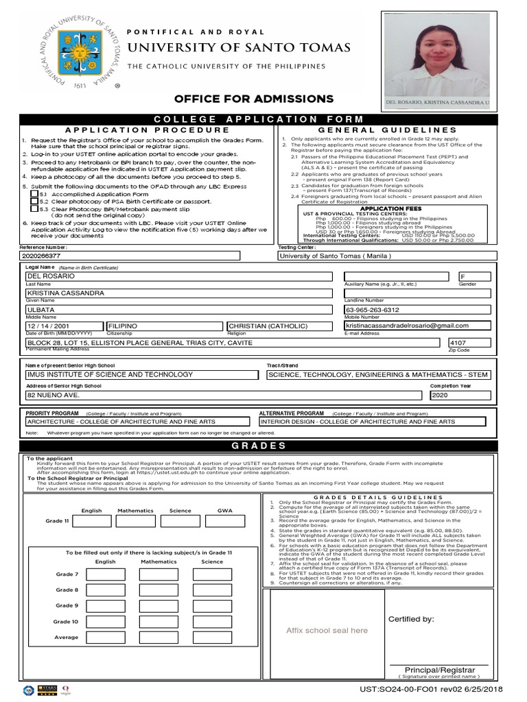 USTET Application Procedure and Requirements | PDF | University And ...