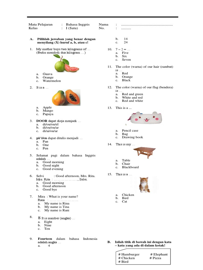 Bahasa Inggris Kelas 1 Sd Pdf