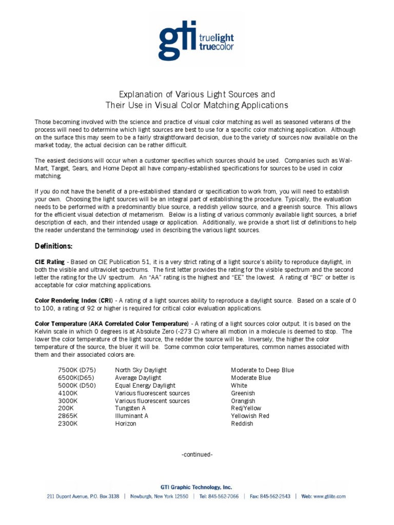 Various Light Sources | PDF | Science & Mathematics