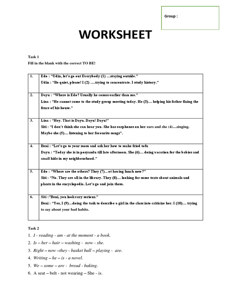 TO BE Worksheet for English Practice | PDF