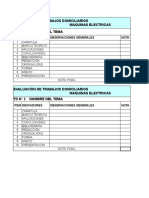 Evaluación de Trabajos Domiciliarios Maquinas Electricas: Item Indicadores Observaciones Generales Nota