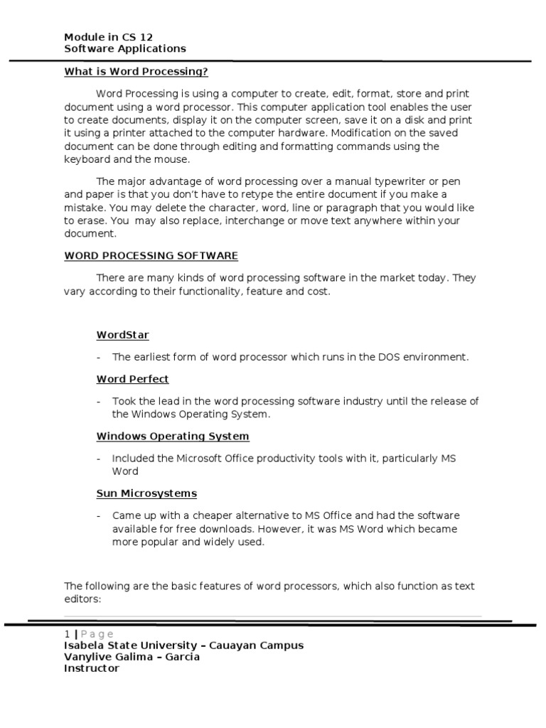 Word Processing Basics | PDF | Microsoft Word | Computer Keyboard
