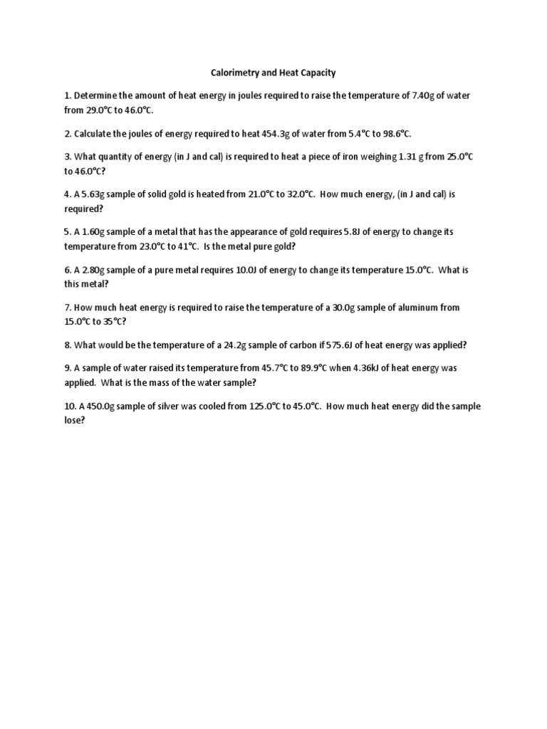 Calorimetry and Heat Capacity PDF