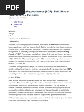 Standard Operating Procedures