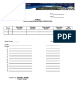 Date Score: Rubrics Criteria in Rating INTIMATE DRAMA PRESENTATION