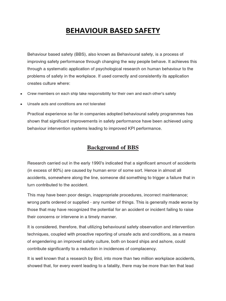 Behaviour Based Safety Overview | PDF | Safety | Reinforcement