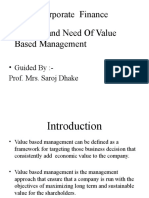 Corporate Finance - Concept and Need of Value Based Management