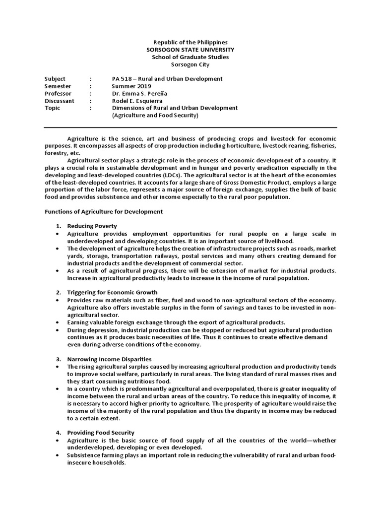 Agriculture and Food Security | PDF | Food Security | Sustainable ...