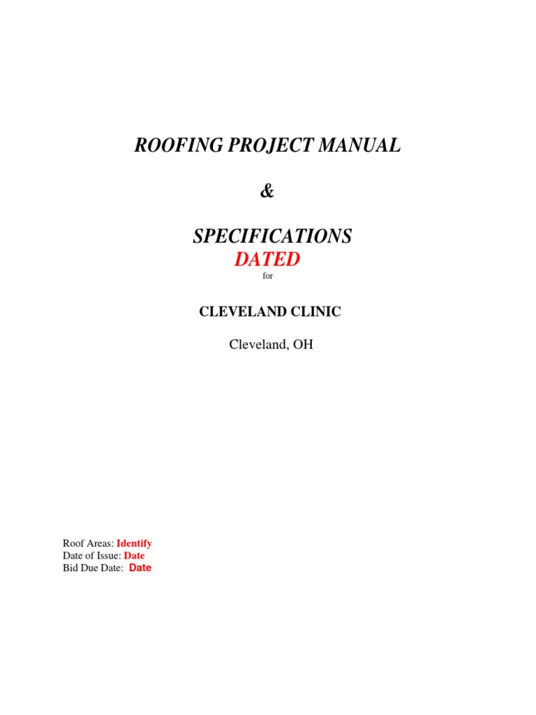 Roofing Specifications for Cleveland Clinic | PDF | Specification ...