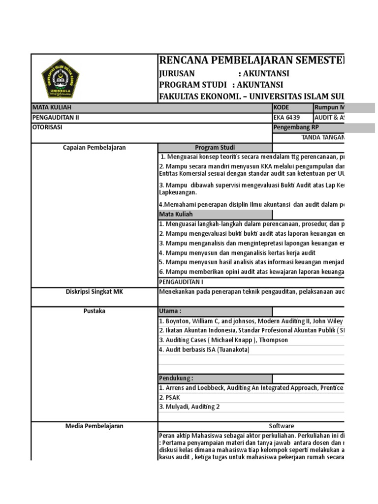 Rencana Pembelajaran Pengauditan II | PDF