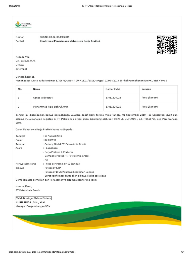 E Prakerin Internship Petrokimia Gresik New