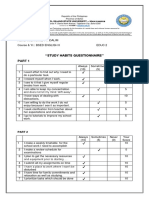 "Study Habits Questionnaire": Bohol Island State University - Main Campus