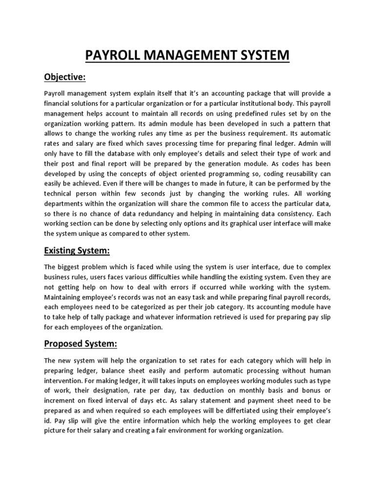 Payroll Management System | PDF | Payroll | Employment