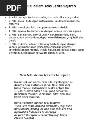 Contoh Cerpen Dan Nilai Nilainya Pigura