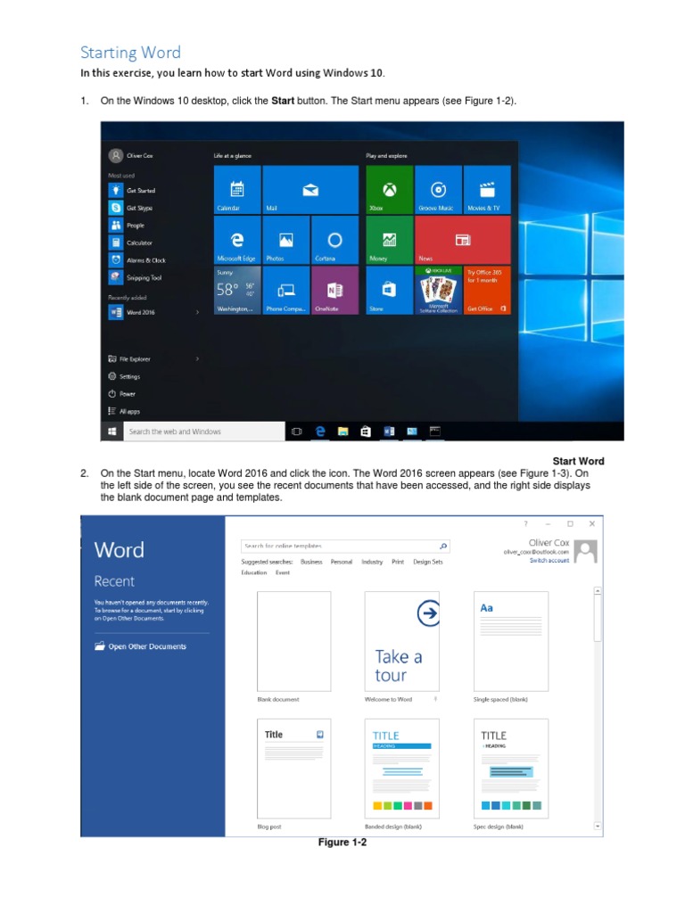 Creating Documents in MS Word 2016 | PDF | Microsoft Word | Tab (Gui)