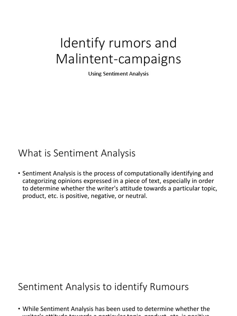 Sentiment Analysis for Rumor Detection | PDF