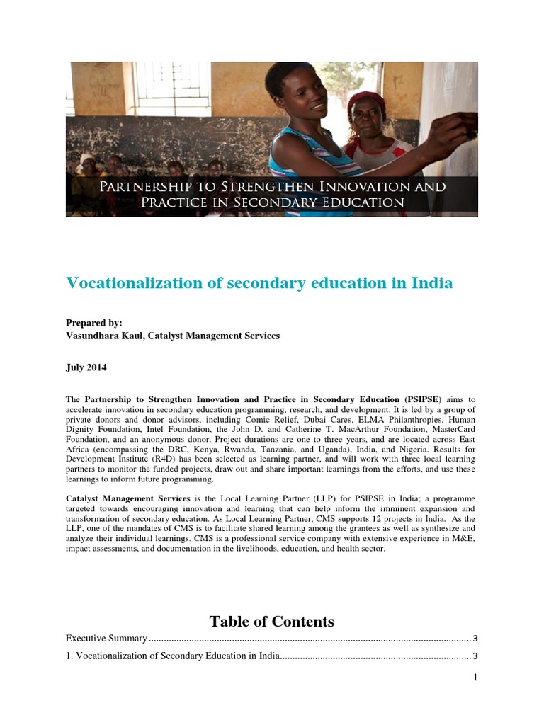 Vocationalization of Secondary Education in India | PDF | Vocational ...