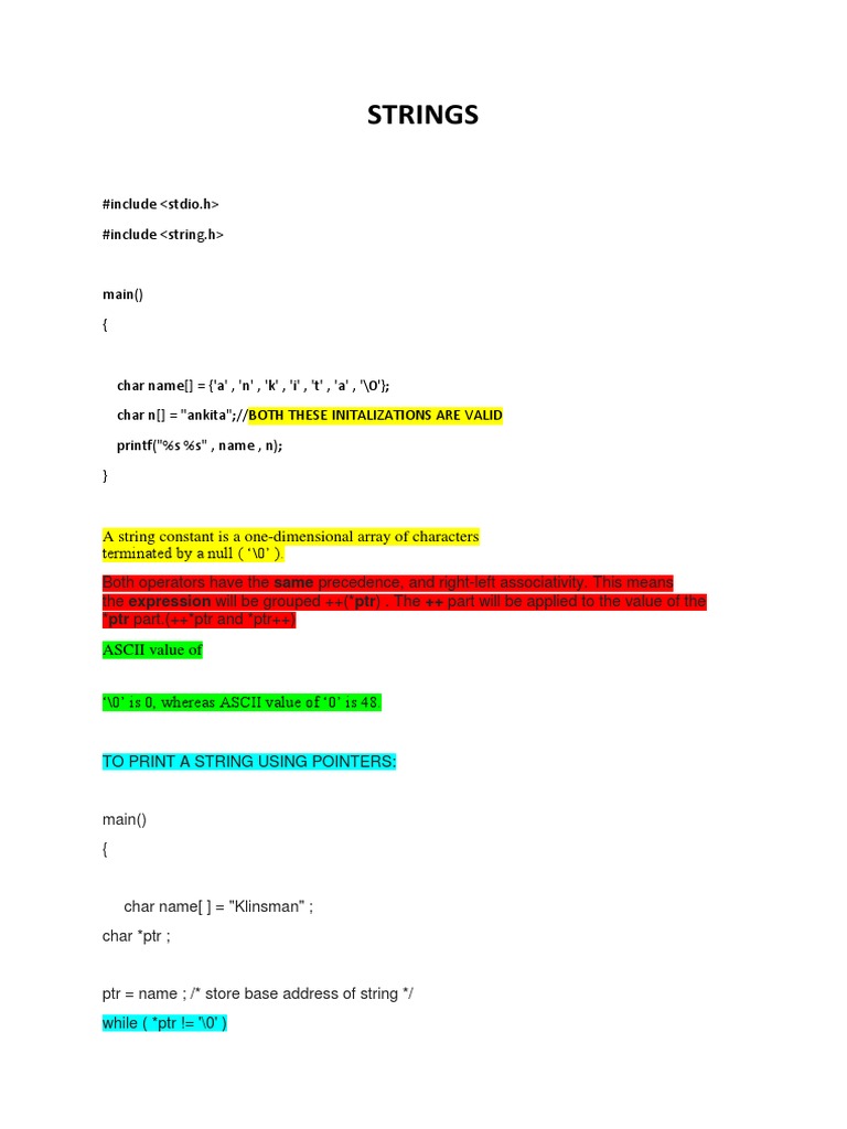 C String Functions and Usage | PDF | Pointer (Computer Programming ...