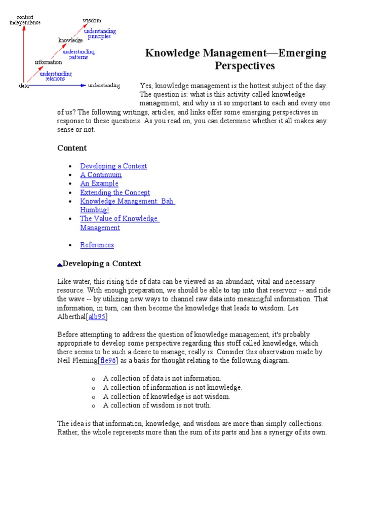 Understanding Knowledge Management Concepts | PDF | Information | Data