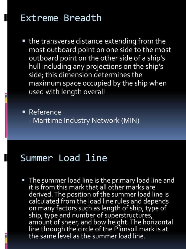 Ship Dimensions: Breadth, Load Line, Freeboard | PDF