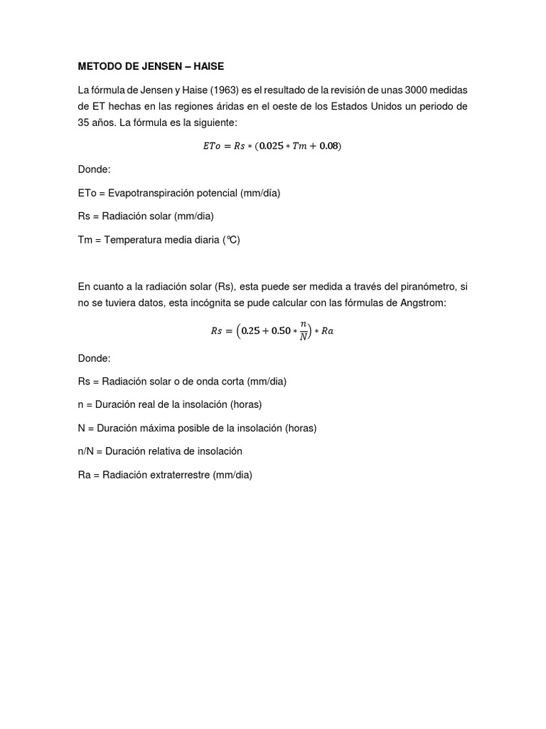 Método de Jensen para ETo | PDF