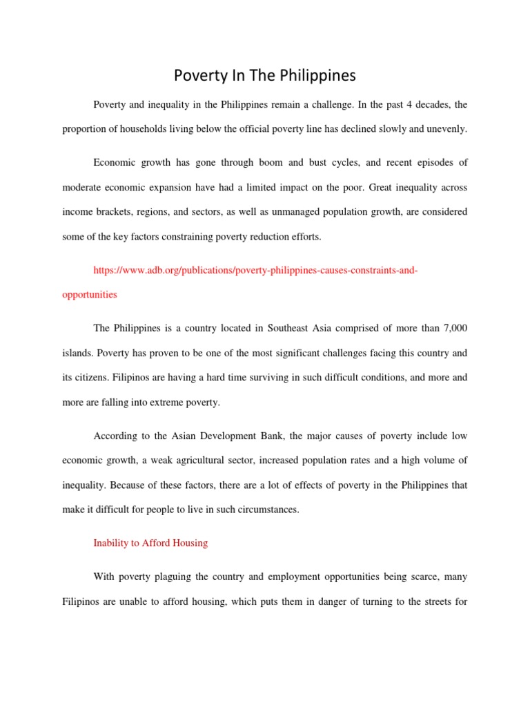Poverty in The Philippines | PDF | Poverty Threshold | Poverty