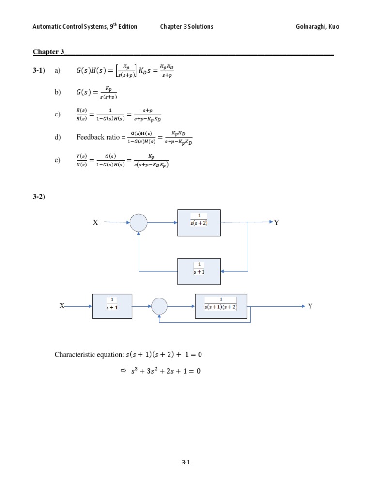 Control Systems Chapter 3 Solutions | PDF | Laplace Transform ...