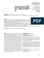 Dissociative Identity Disorder (DID) in Clinical Practice - What You Don't See May Hurt You