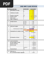 One-Way Slab Design: L M B M M M FCK Fy N/mm2 MM N/MM