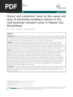 Drivers ' and Conductors' Views On The Causes and Ways of Preventing Workplace Violence in The Road Passenger Transport Sector in Maputo City, Mozambique