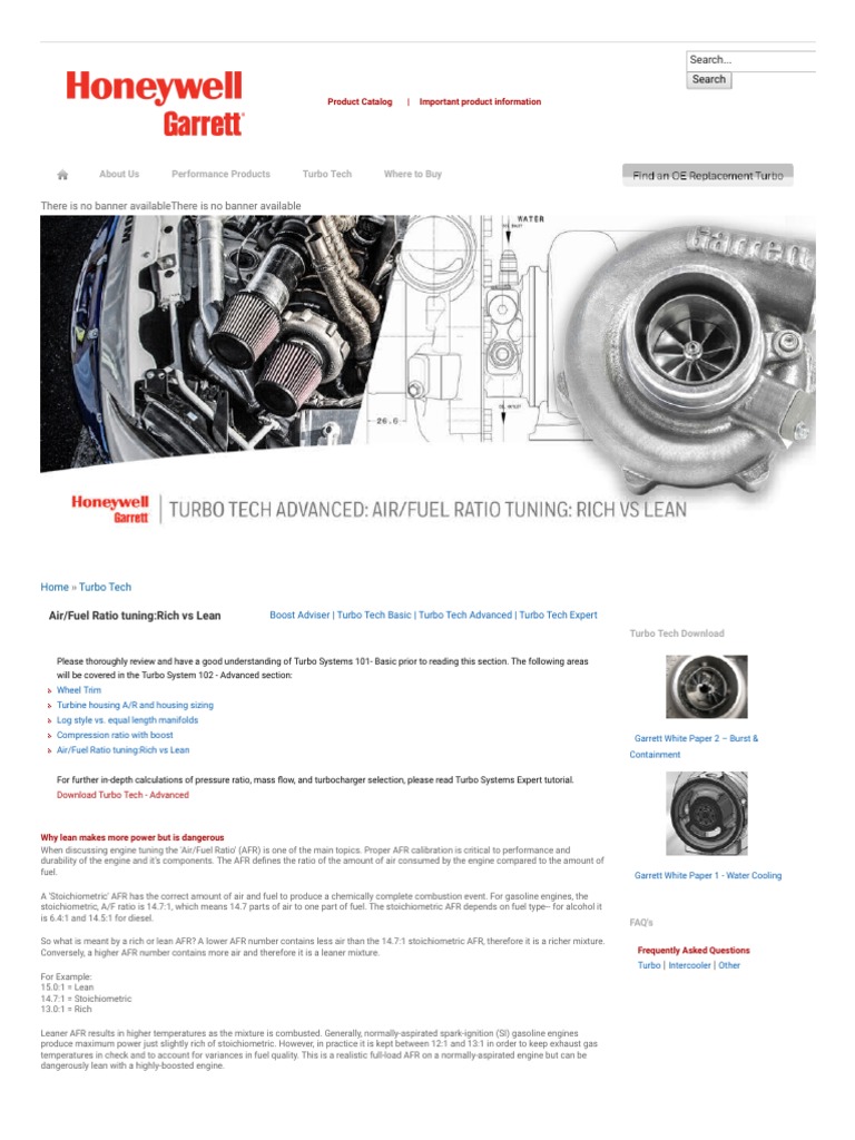 Air Fuel Ratio Tuning Rich Vs Lean Turbobygarrett PDF Turbocharger Transportation