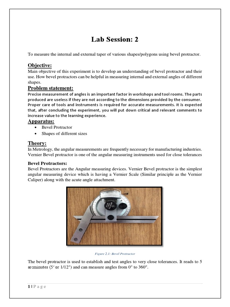 Measuring Angles with Precision A Lab Experiment on Using Bevel