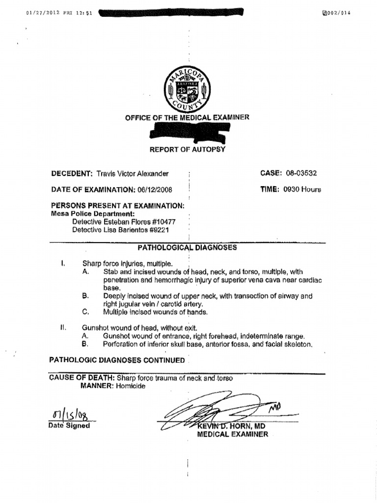 Travis Alexander Autopsy Report PDF PDF(00)