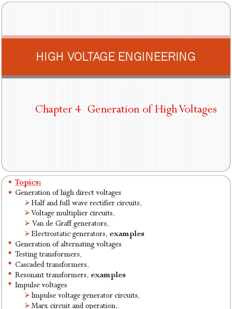 High Voltage Engineering: Chapter 4 Generation of High Voltages | PDF ...